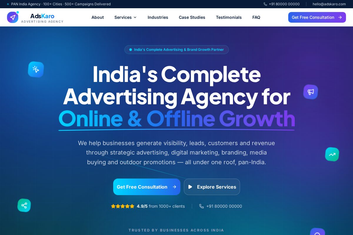 Screenshot of AdsKaro website